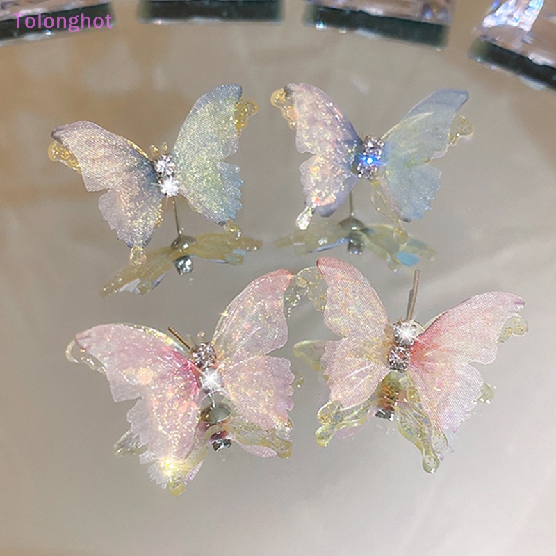 Tolonghot&gt; Colorful Fairy Stereo Butterfly Stud Earrings Untuk Wanita Mini Lucu Hypoallergenic Kupu-Kupu Indah Maju Anting-Anting Pesta Perhiasan well