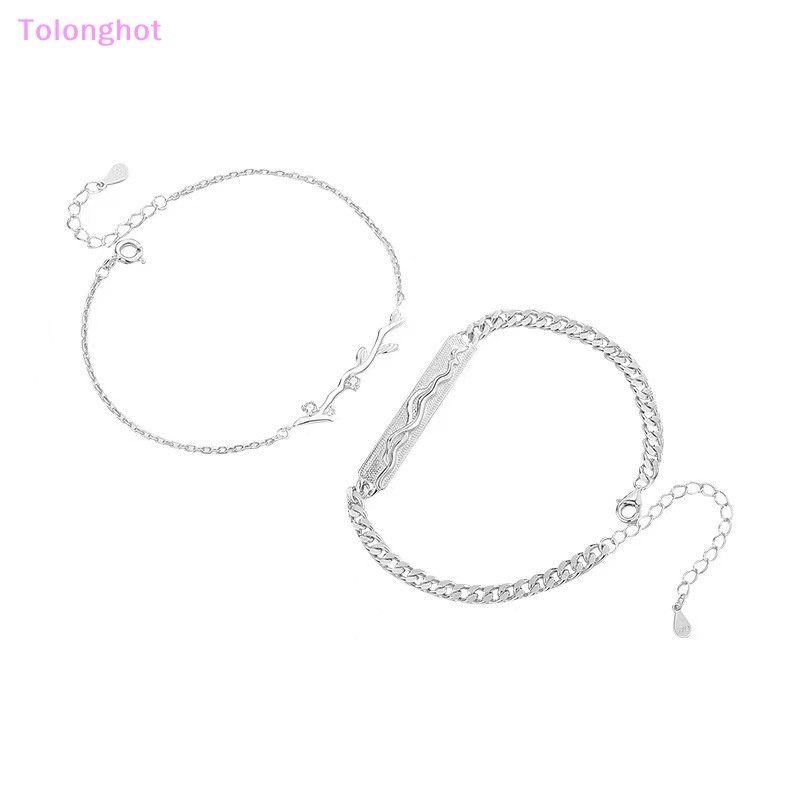 Tolonghot&gt; Gelang Pasangan Cabang Kepribadian Fashion Warna Silver Pasangan Peringatan Sederhana Gelang Rantai Pergelangan Tangan Hadiah Untuk Wanita Perhiasan well