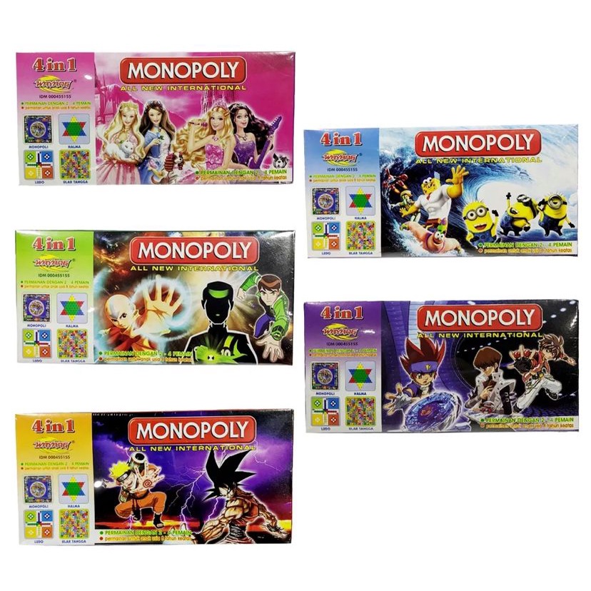 Mainan Monopoly Karakter International 4in1