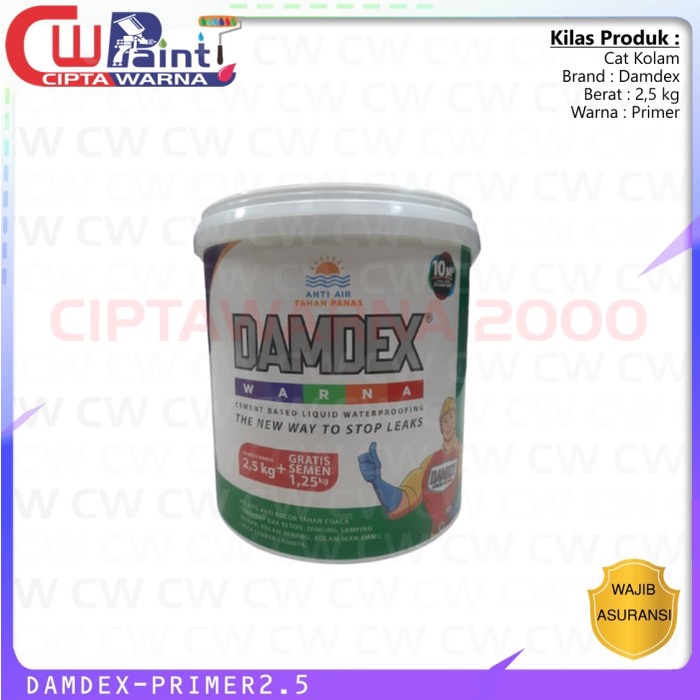 Cat DAMDEX WARNA 2.5kg PRIMER WATERPROOF KOLAM IKAN RENANG DLL - CWK