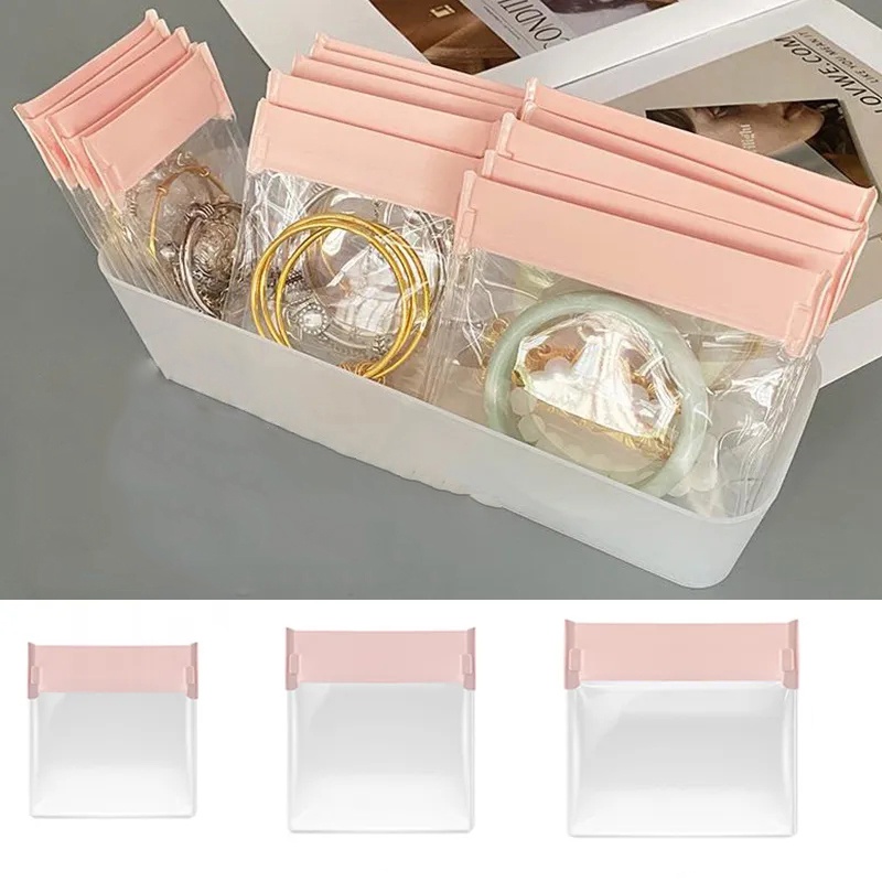 Tahan Air Reusable Anti Oksidasi Mini Sealing Bag Self Seal Pink Transparan Tas Penyimpanan Kemasan Tas Tahan Debu Tas Perhiasan Untuk Cincin, Kalung, Anting Mode Portabel