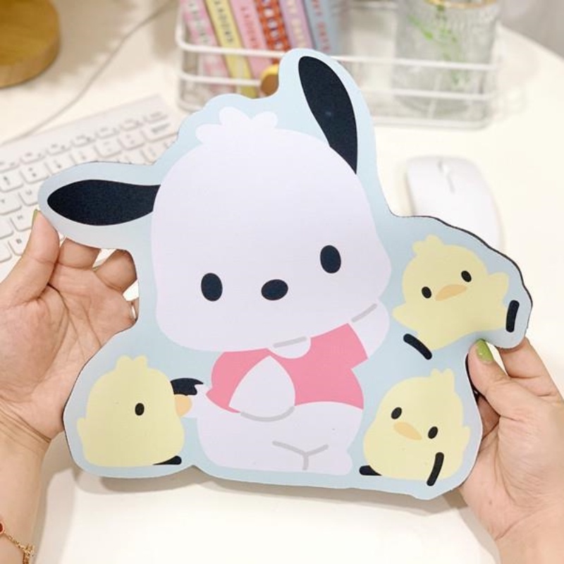 Sanrio Mouse Pad Kuromi Lucu Kartun Tidak Teratur Lembut Tebal Anti-Slip Panas Alas Meja Gaming Komputer