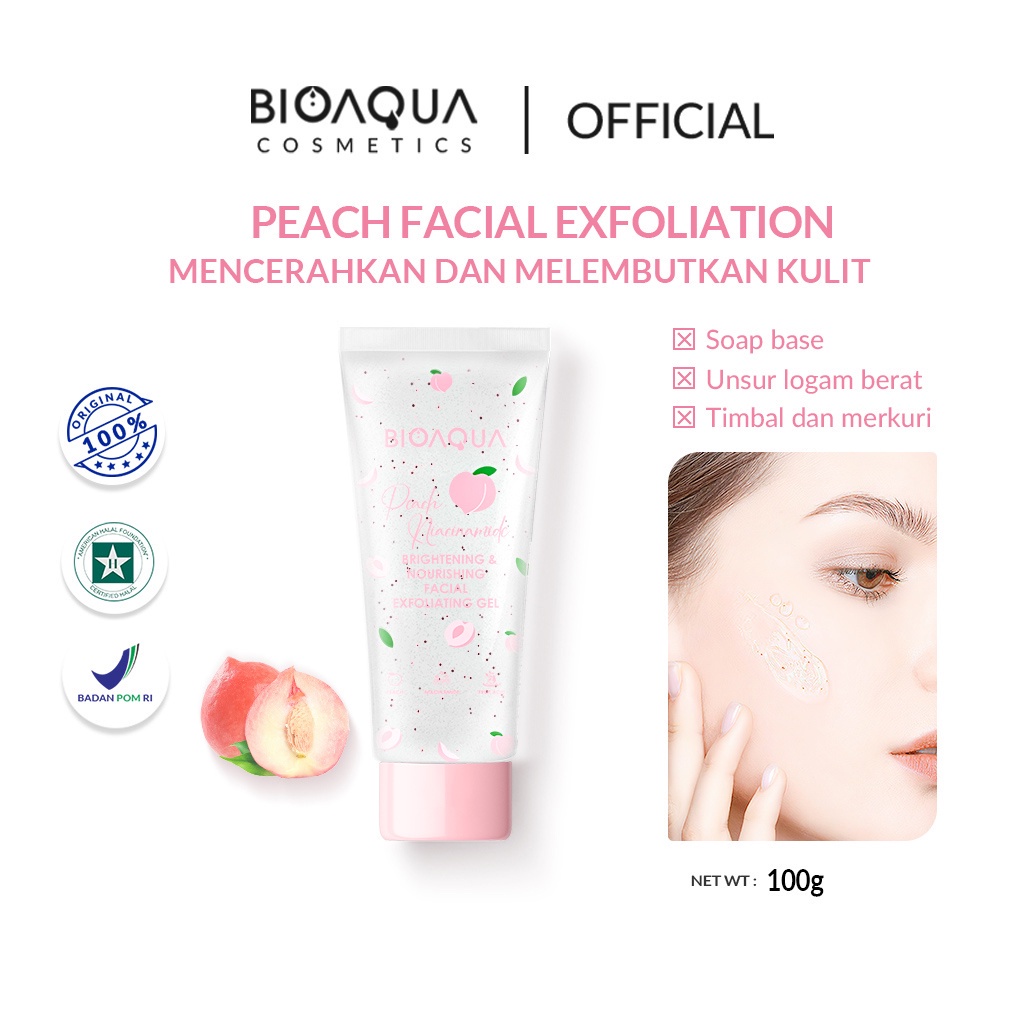 Bioaqua Cosmetics Wajah Niacinamide Brightening &amp; Smooth Facial Exfoliating Gel 100g 【BPOM】