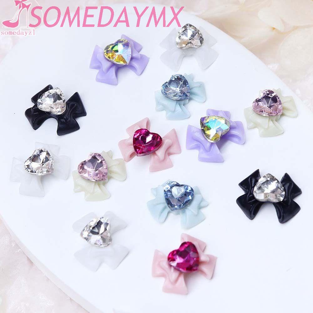 Love Heart Nail Art Drills Bow Nail Charms Ikatan Simpul Aksesoris Kuku, Love Heart Nail Art Drills Bow Nail Charms Ikatan Simpul Aksesoris Kuku, Perlengkapan Kuku Manikur Bahan Resin