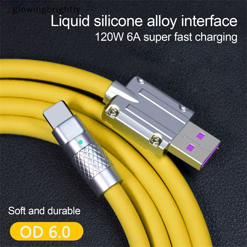 [glowingbrightly] 120w 6A Super Fast Charge Type-C Kabel Silikon Cair Quick Charge USB Cable Untuk Xiaomi Huawei Samsung USB Bold Data Line TFX