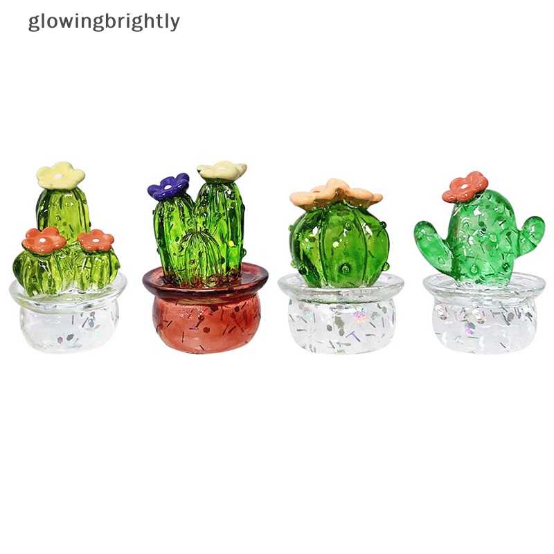 [glowingbrightly] Ornamen Patung Kaktus Hiasan Desktop Tanaman Miniatur Lucu Untuk Dekorasi Rumah TFX