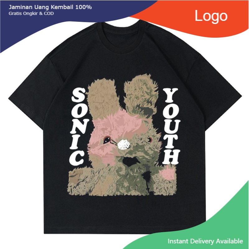 KAOS SONIC YOUTH - DIRTY BUNNY | T-SHIRT BAND VINTAGE SONIC YOUTH GRACIAS | BAJU BAND HITAM PRIA