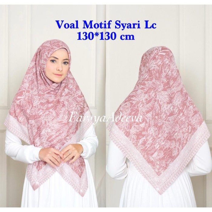 Sale Kerudung Segiempat Motif Jumbo Lasercut Hijab Segi Empat Syari - Fuji peach Termurah