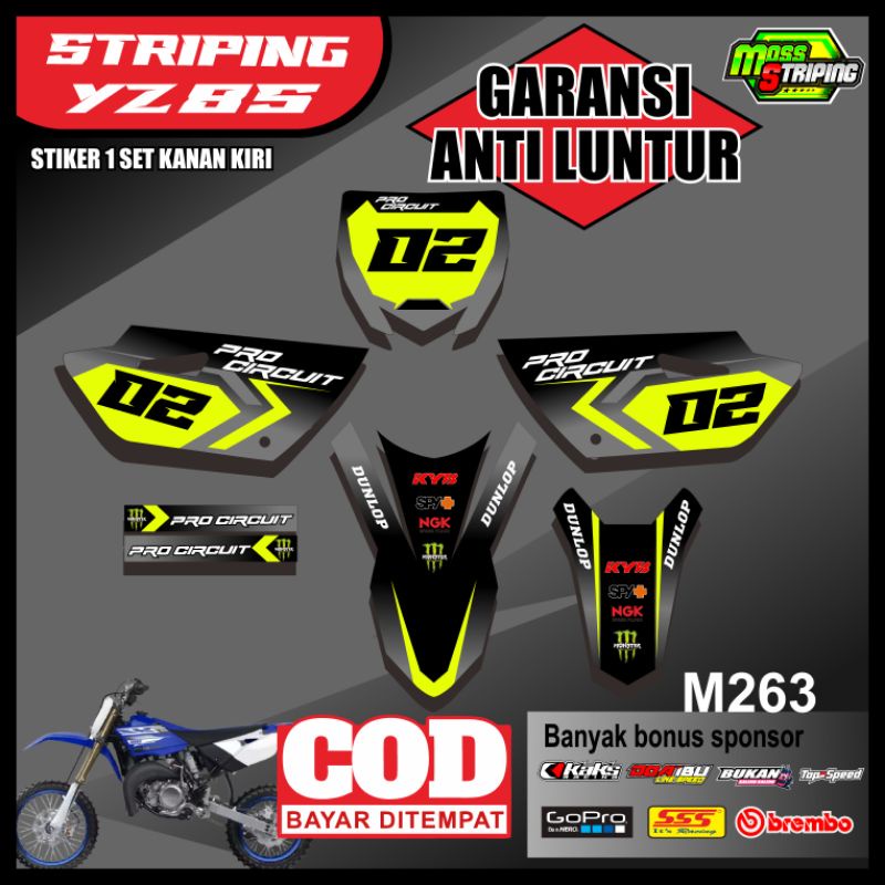 MASS Striping- Striping Sticker List Variasi Motor Trail Yamaha YZ 85 New  semi fullbody bisa custom