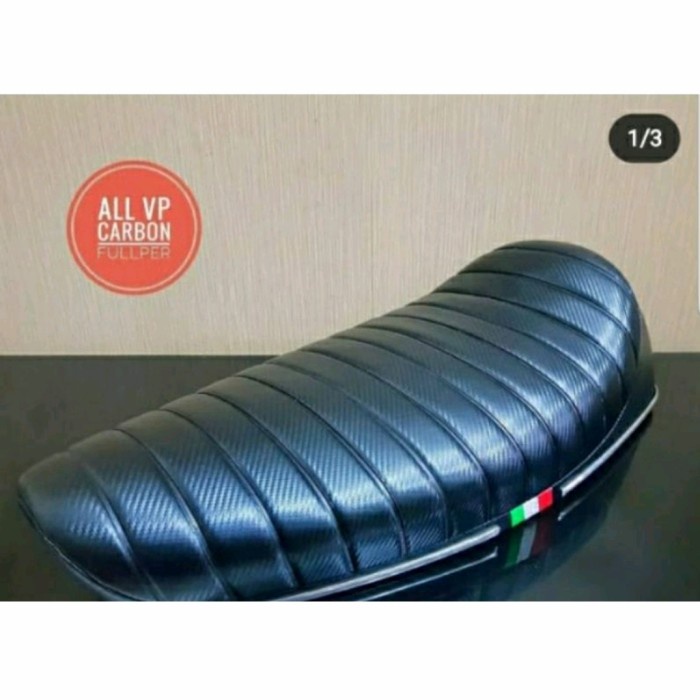 Elmatu Scooter Part jok motor vespa motif carbon fullper sport jok panjang vespa sport