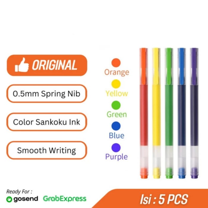 

Mijia Gel pen Color Pulpen Multiwarna Rainbow Isi 5pcs