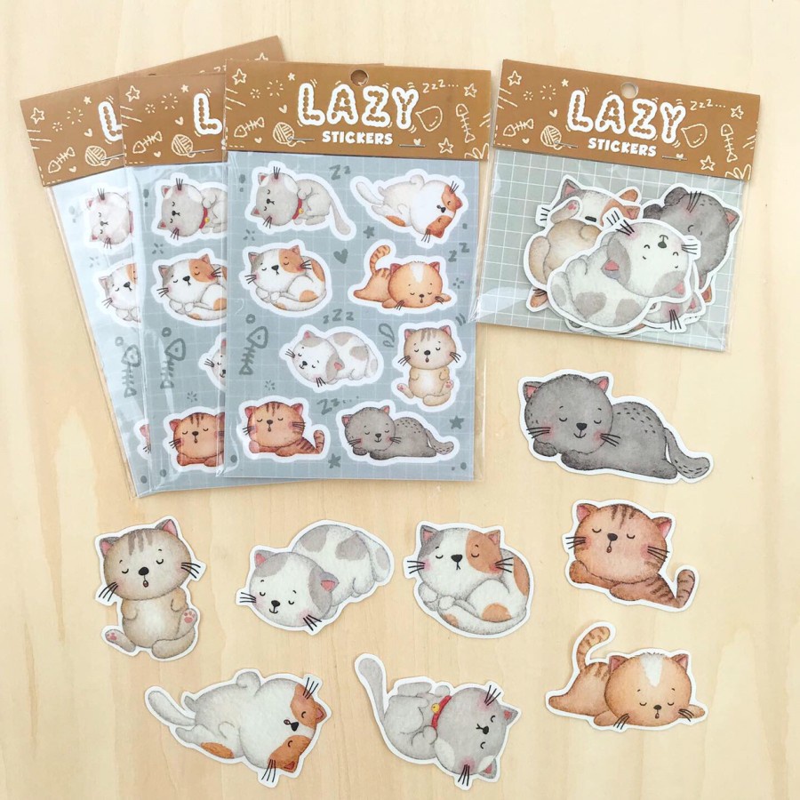 

Sticker Planner Lazy Cat by MENTOL ART / Stiker Lucu / Cute / Bujo Journaling Journal