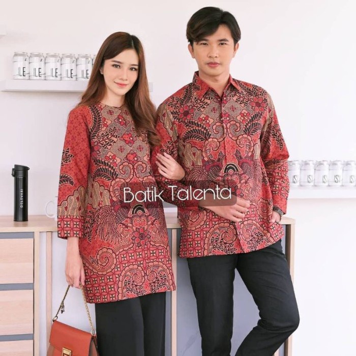 Batik Couple Bahan Katun baturaden Premium Pasangan Seragam Kantor