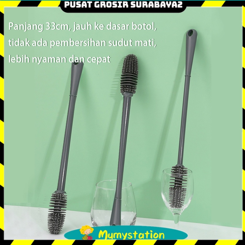 sikat pembersih botol susu bayi/sikat botol dot silikon panjang