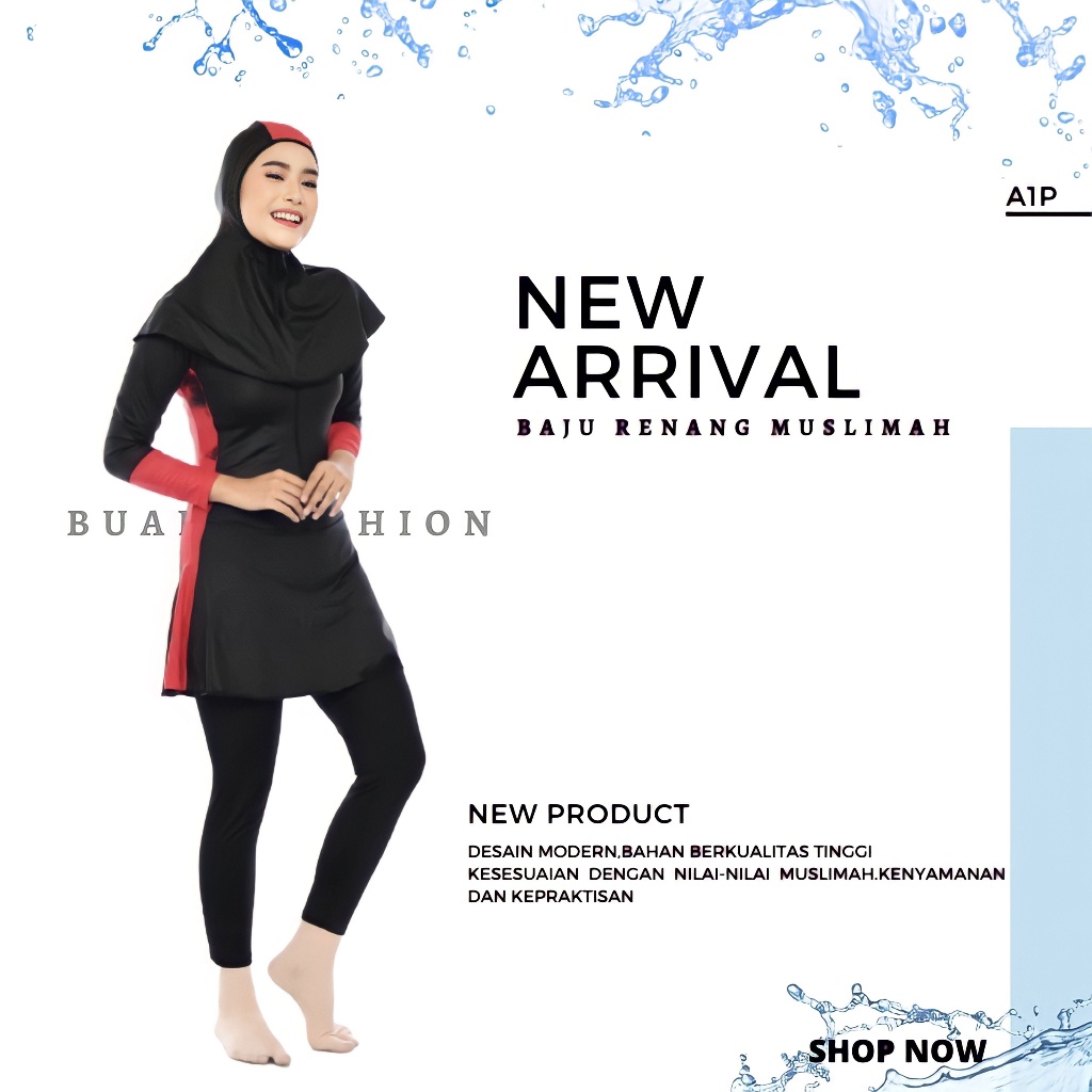 JW93R Baju Renang Muslimah Dewasa Jumbo - Baju Renang Wanita Model Terkini dengan Baju Renang Muslimah Remaja, Baju Renang Muslimah Syari, dan Swimsuit Trendi untuk Baju Renang Dewasa Wanita Muslimah Hijab A1P