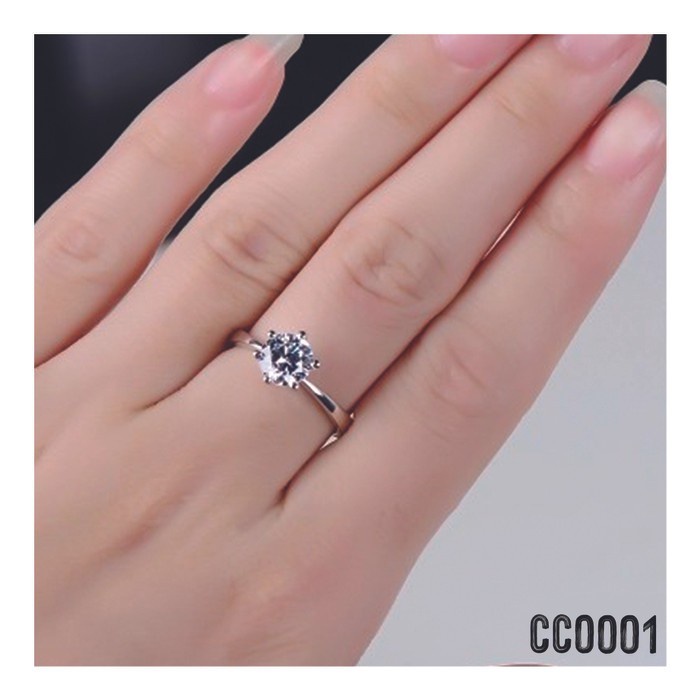 Blingbabe - CINCIN PERAK WANITA BERLIAN / CINCIN TUNANGAN KOREA