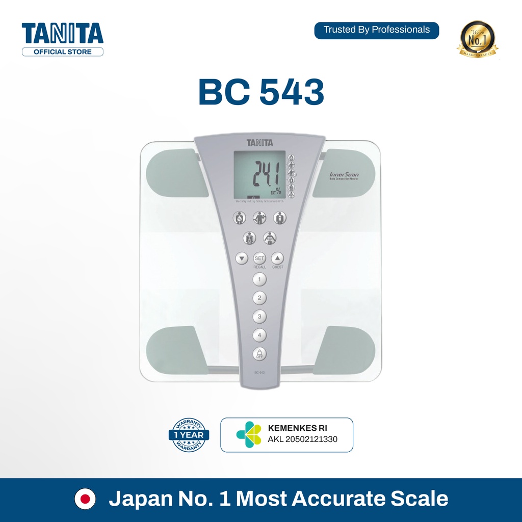 TANITA BC543 Timbangan Komposisi Tubuh Kaca Putih 9 Parameter