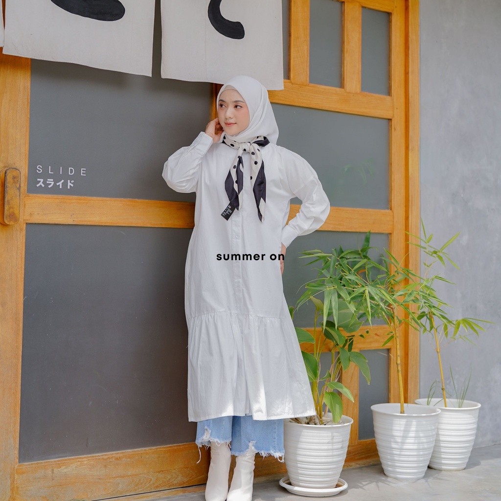 Lenka Midi Dress I Dress Lebaran I Raya Dress I Dress lebaran simple I Dress Putih Polos I Dres Tuni