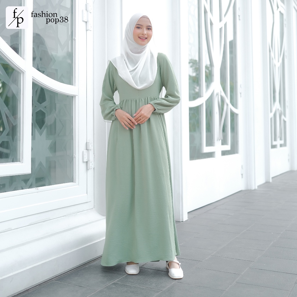Senja - Layla Dress Basic Daily - Gamis Muslim Pesta Kondangan Wanita Premium Crinkle Airflow