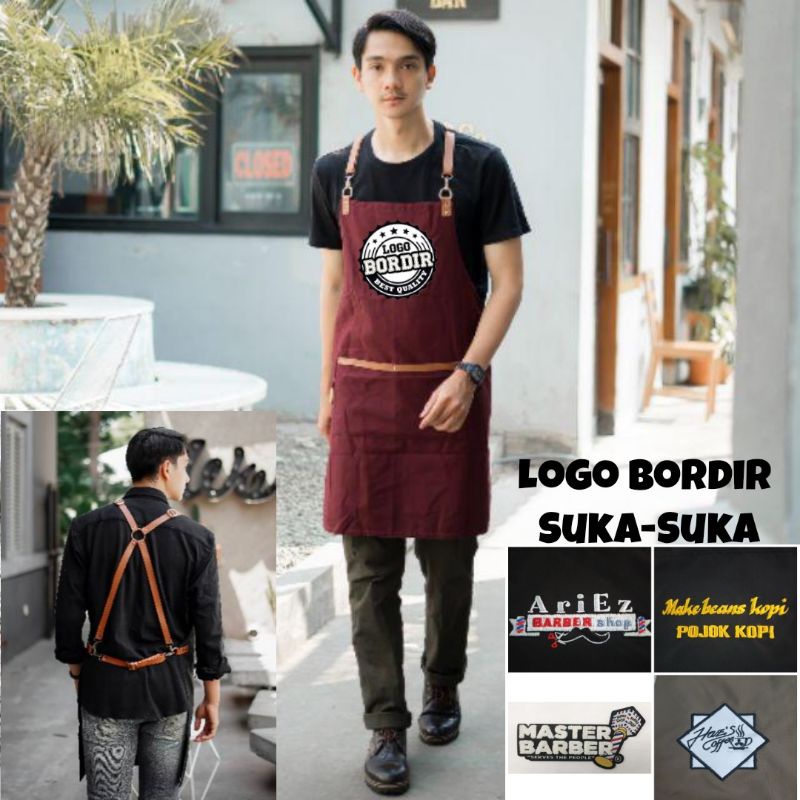 Apron Barista Custom Bordir Celemek Masak Apron masak