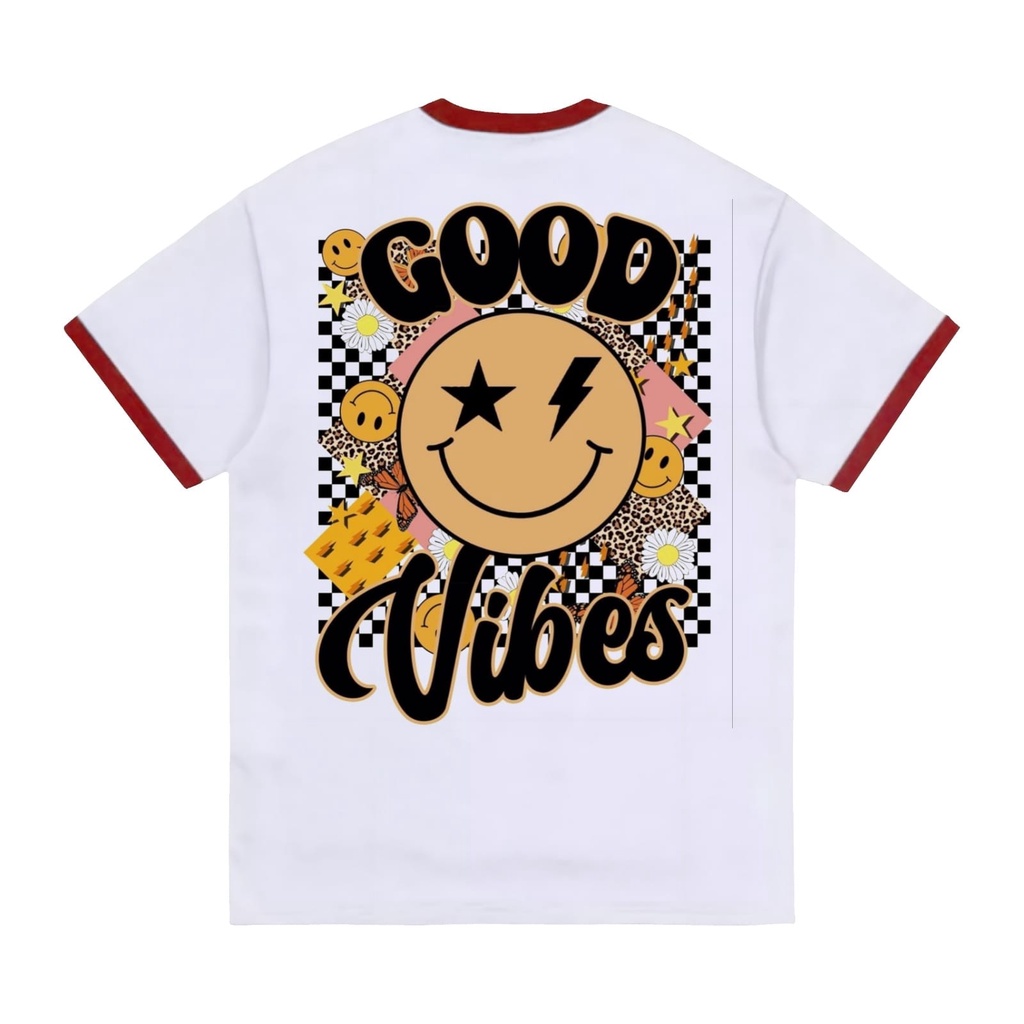 Elpizo Apparel | T-shirt Ringer Tee | Good Vibes | Pakaian pria | Pakaian wanita | Vintage | Casual 