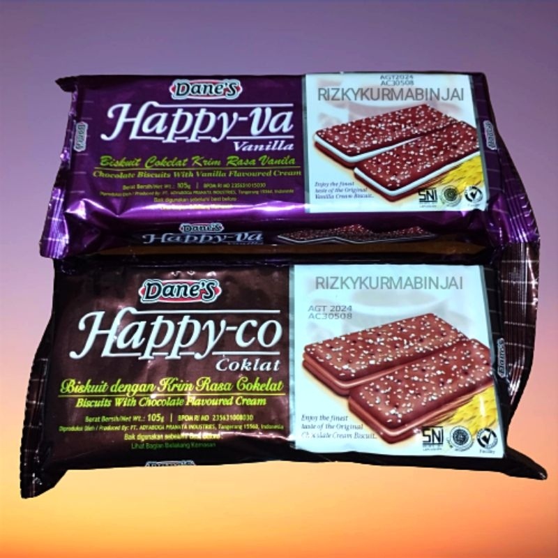 

Dane's Happy-va Happy-co Biskuit Krim Rasa Coklat Vanila