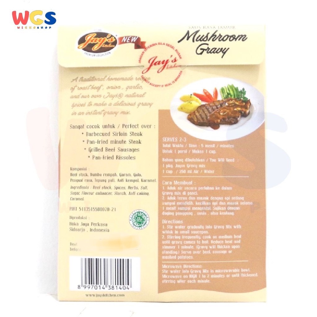 Jay's Kitchen Jays Mushroom Gravy Sauce Steak 25g - Saus Steak Rasa Jamur
