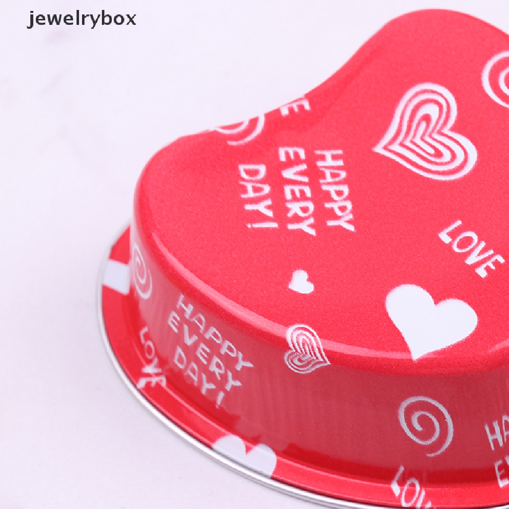 [jewelrybox] 10pcs/set 100ML Berbentuk Hati Aluminium Foil Kue Cup Dengan Tutup Baking Pans Butik