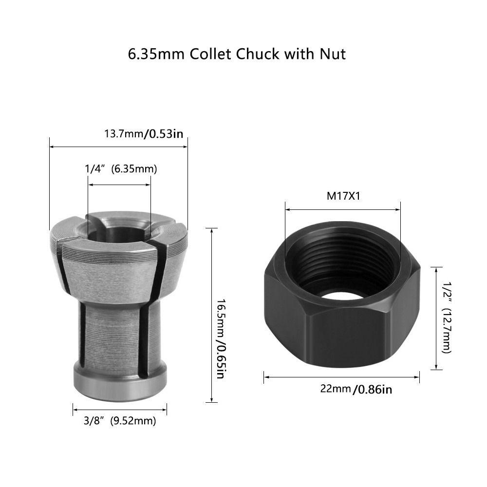 Lanfy Collet Chuck With Nut 2pcs/set Alat Potong Router Elektrik|Alat Pertukangan Collet Chuck Adapter Router Bit Collets