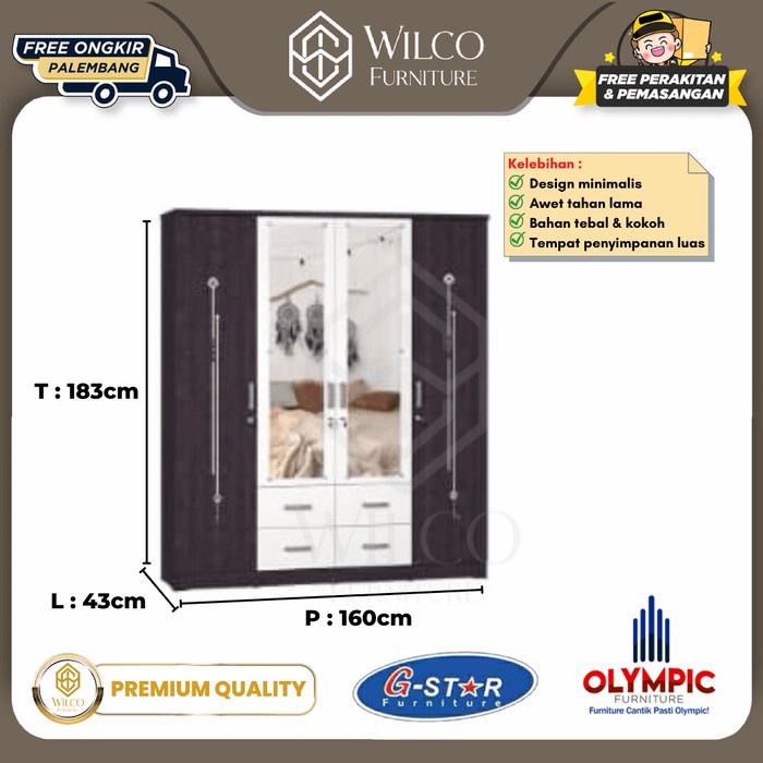 Lemari Pakaian Gstar LL4P Dona 4 Pintu / Lemari Pakaian Olympic 4 Pt