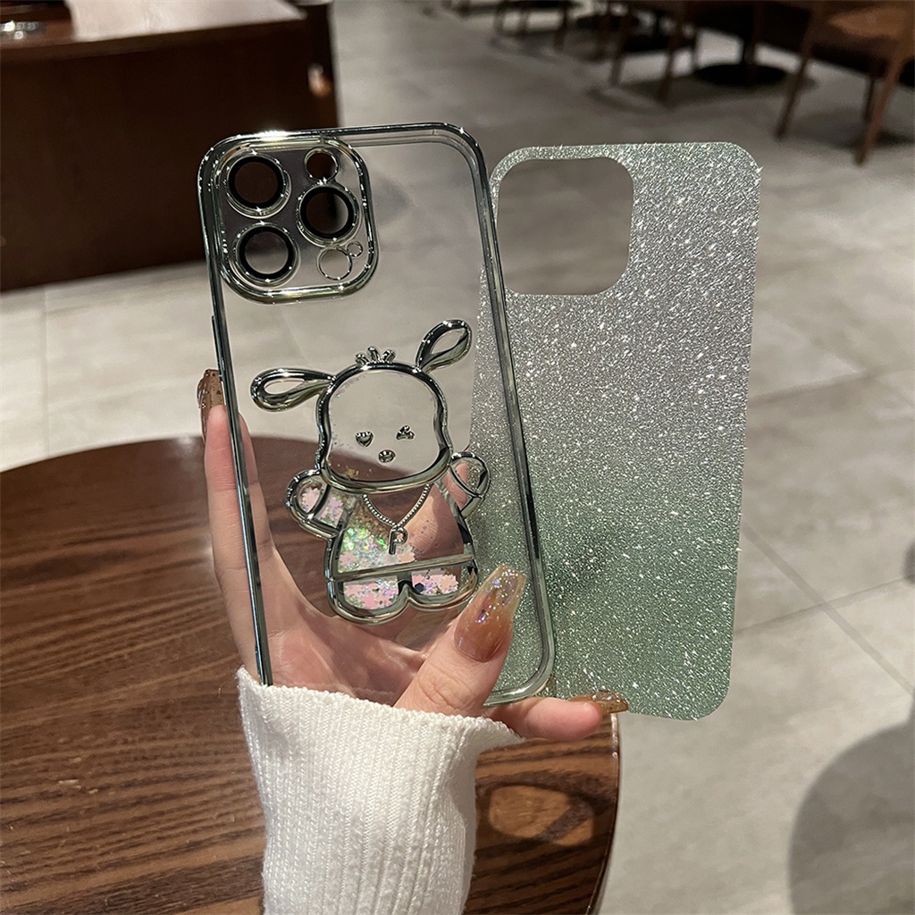 Luxury Flow Liquid Dog Untuk Kamera Pelindung Lensa Film Case iPhone 14 Pro Max Plus Case iPhone 13 12 Pro Max Kartun Menyenangkan Perlindungan Shock Jernih TUP Lembut Penutup Belakang