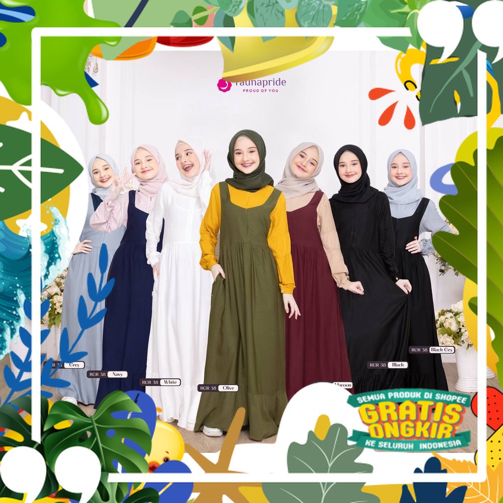 Rauna Gamis Remaja / RGR - 38 / Fashion Muslim/ solat sholat ied idul adha