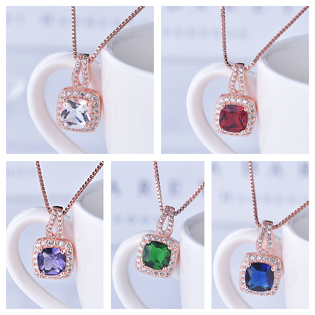 Goldkingdom Fashion Perhiasan Aksesoris Ready Stock Berlapis Dengan Rose Gold Pendek Klavikula Rantai Perempuan Zirkon Mengkilap Berlian Liontin Pertunangan Kalung.