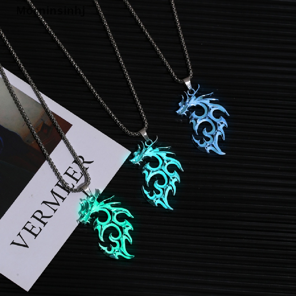 Mornin Glow Flame Dragon Kalung Kepribadian Punk Glow Liontin Untuk Wanita Pria Glow In The Dark Hewan Sweater Rantai Bersinar Kalung Hiphop Perhiasan Aksesoris id