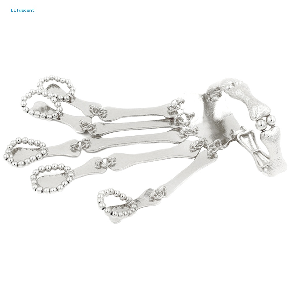 Lilyscent Punk Gothic Skeleton Tengkorak Tulang Tangan Bangle Jari Cincin Gelang Perhiasan Hadiah