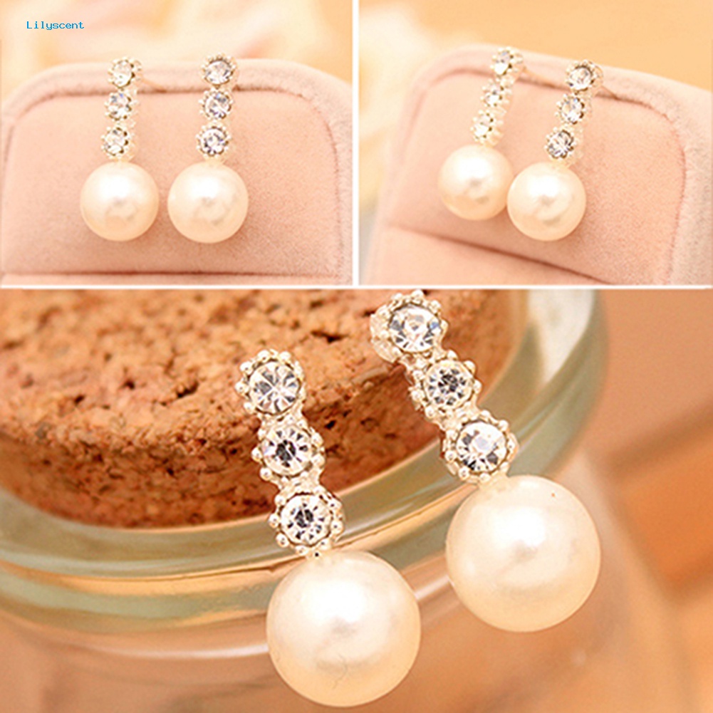 Lilyscent Wanita/'s Putih Anting Mutiara Imitasi Berlian Imitasi Eardrop Ear Studs Bride Jewelry