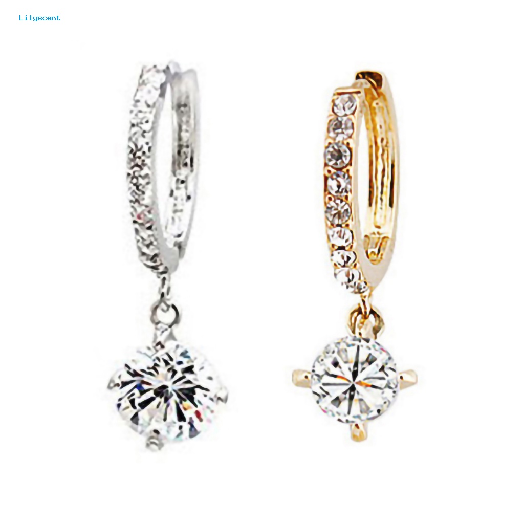 Lilyscent Alloy Earrings Untuk Tanggal Indah Anting Kristal Imitasi Menjuntai