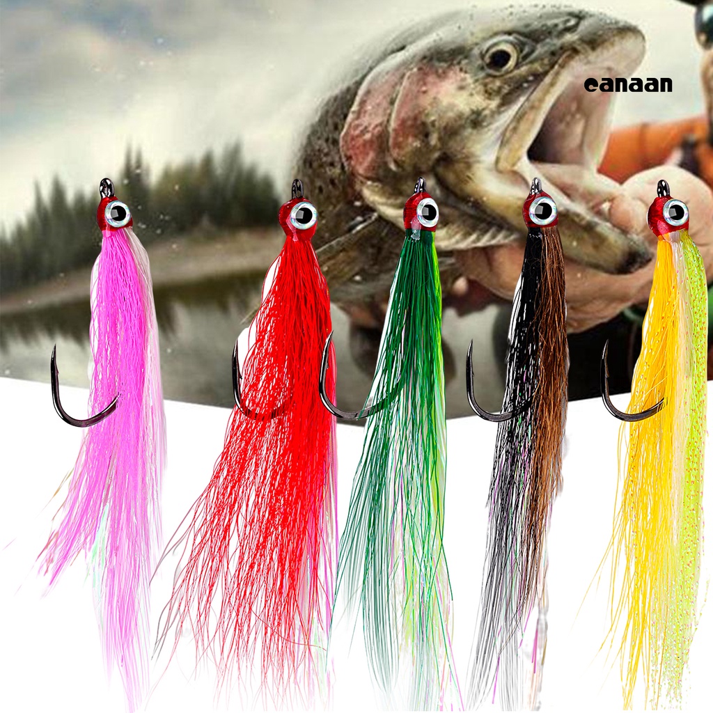 Cnn-5pcs/set Bulu Kait 3D Mata Berduri Tajam Kuat Anti-Korosi Menarik Ikan Universal Kekuatan Tinggi Memancing Umpan Kait Perlengkapan Angling