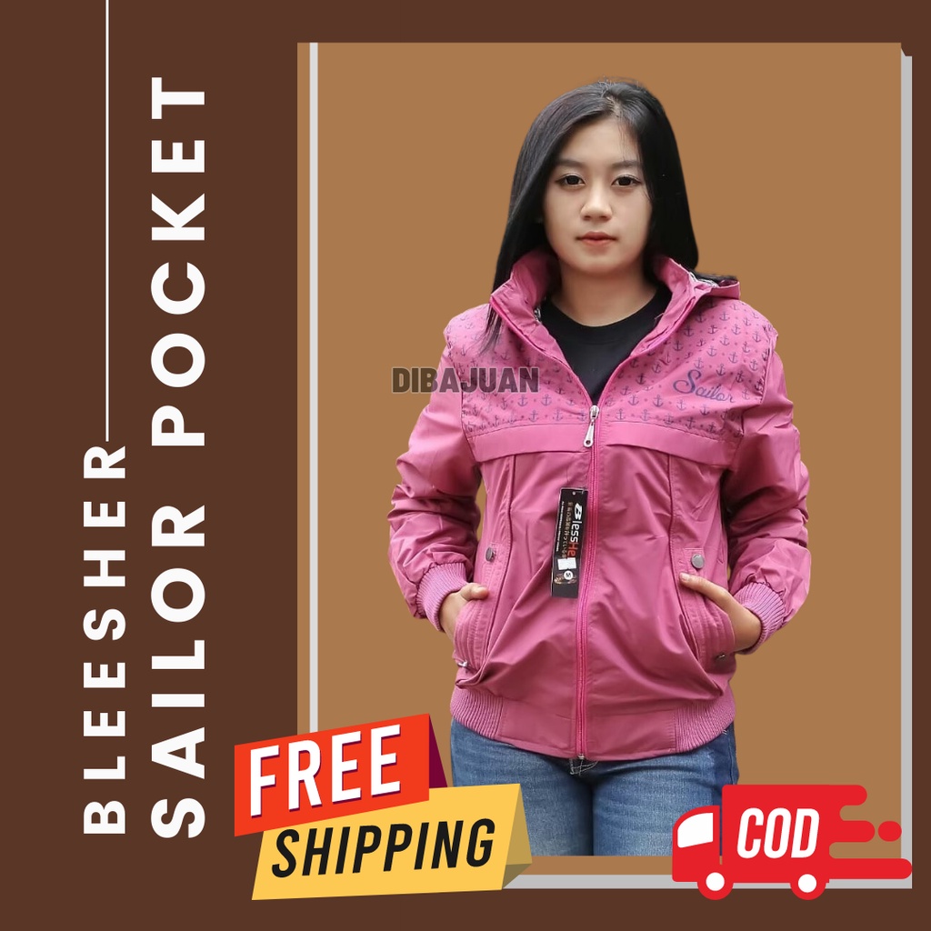 Jaket Wanita Jaket Motor Cewek Hoodie Jaket Parasut Anti Angin Original BLESHER Murah