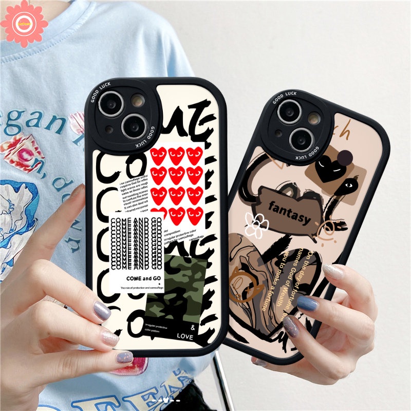 Ins Graffiti Cinta Hati Comme des Garcons Case Realme C53 C55 C12 C35 C30 C15 C31 C30s C21Y C11 C25Y 5 9i 6i 10 Pro 10Pro+ C17 C17 8 5i 7i 6s 6 8i 8 C25s C21 C3 C20 Lembut Sarung Tpu