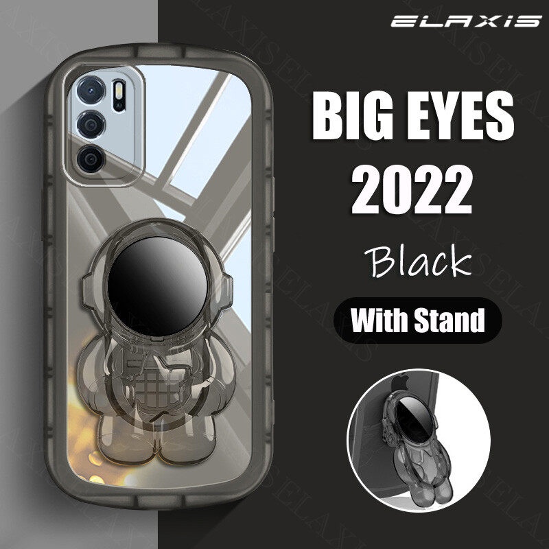 Andyh Untuk OPPO A16 Casing Ponsel Tahan Jatuh Transparan Chubby Silikon Lembut Dengan Stand Astronot2022Desain Baru Ponsel Back Cover