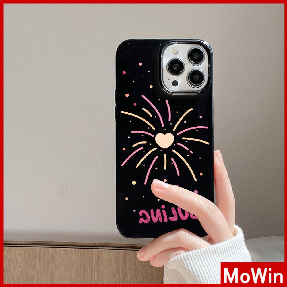 For iPhone 14 Pro Max iPhone Case Black Glossy TPU Soft Case Shockproof Protection Camera Love Heart Fireworks Compatible with iPhone 13 Pro max 12 Pro Max 11 xr xs max 7Plus 8Plus