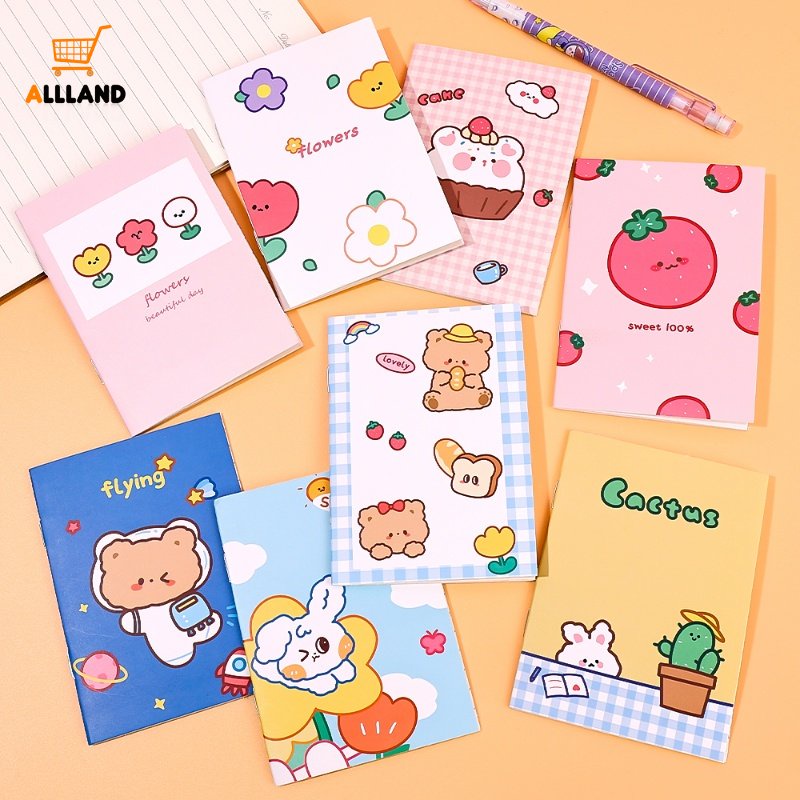 64k Mini Lucu Kartun Beruang Bunga Notebook/Gaya Acak Portable Daily Planner/Perlengkapan Alat Tulis Sekolah Siswa