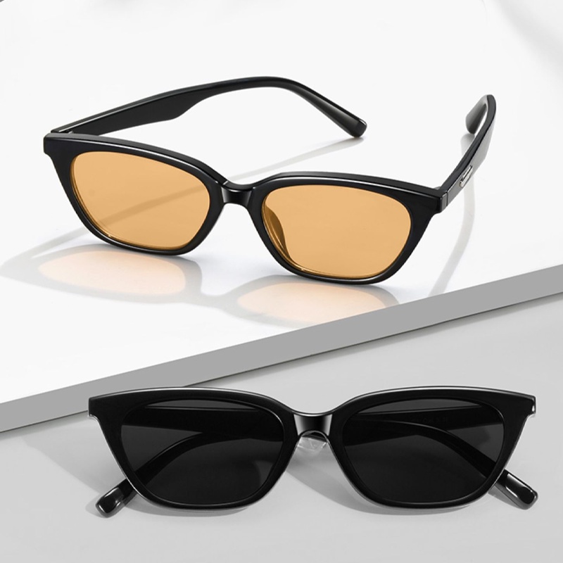 Magic789 Cool Black Cat Eye Frame Sunglasses Untuk Pria Wanita Kepribadian UV400 Perlindungan Warna Trendi Mengemudi Kacamata Matahari Daily Eyewear