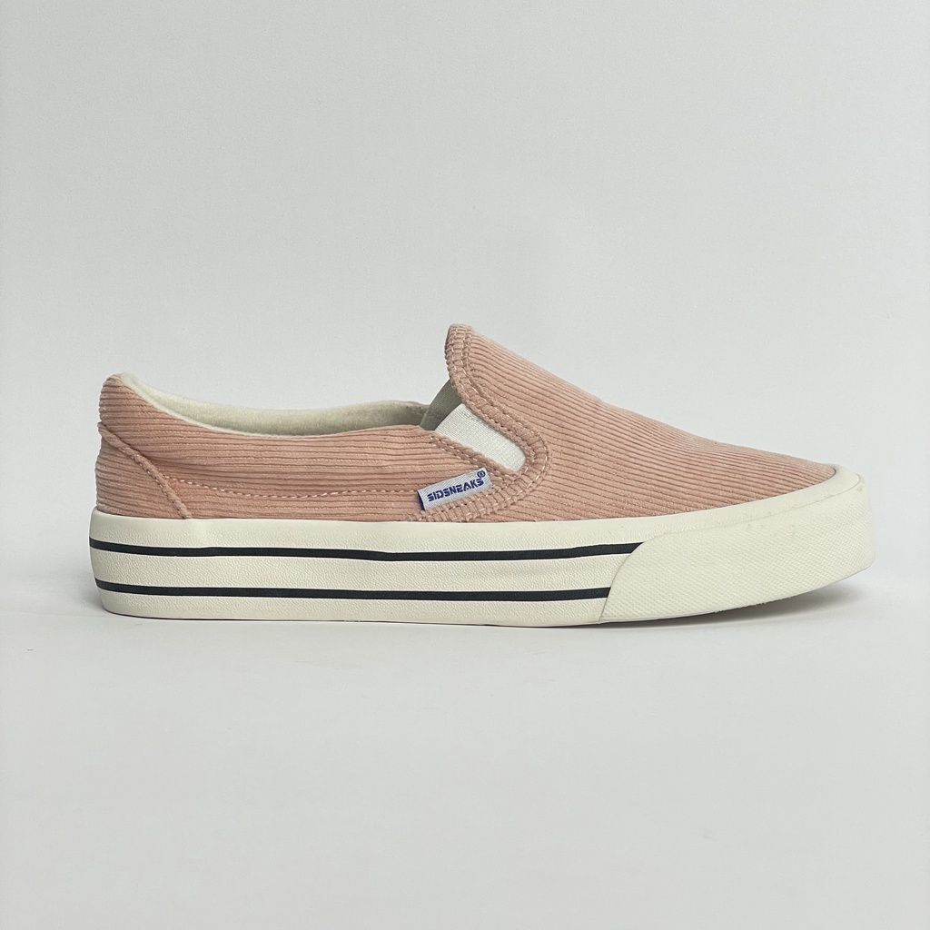 SIDSNEAKS Sepatu Slip On Wanita Exelas Corduroy Baby Peach