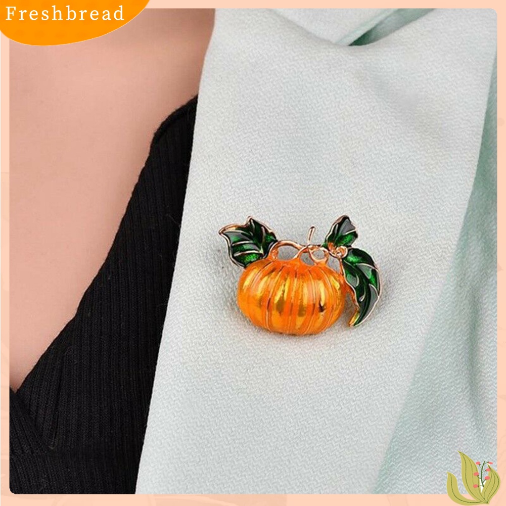 &lt; Freshbread &gt; Halloween Labu Berlian Imitasi Bertatahkan Enamel Bros Pin Sweater Kemeja Kerah Lencana