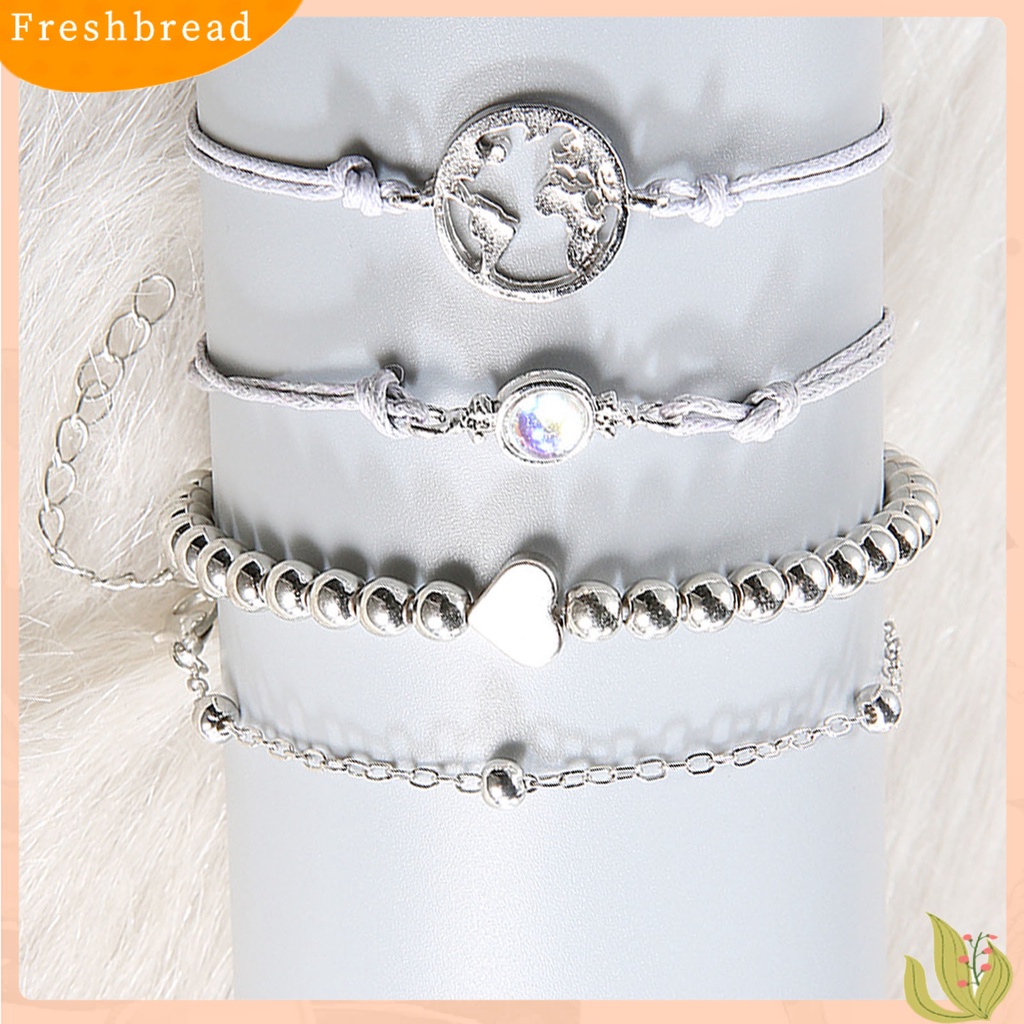 &lt; Freshbread &gt; 4Pcs/Set Gelang Fashion Berbentuk Hati Kelezatan Ramah Kulit Pesona Bangle Boho Perhiasan Untuk Pakaian Sehari-Hari