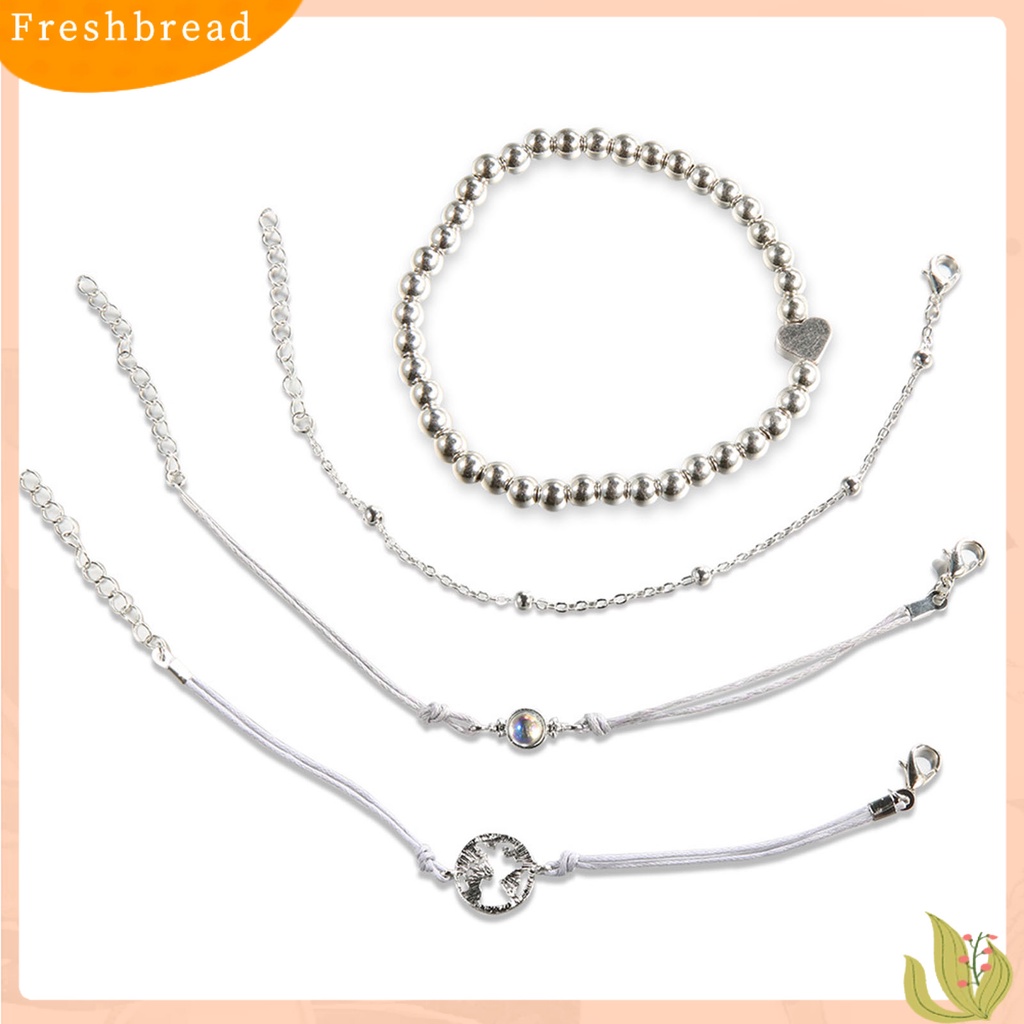 &lt; Freshbread &gt; 4Pcs/Set Gelang Fashion Berbentuk Hati Kelezatan Ramah Kulit Pesona Bangle Boho Perhiasan Untuk Pakaian Sehari-Hari