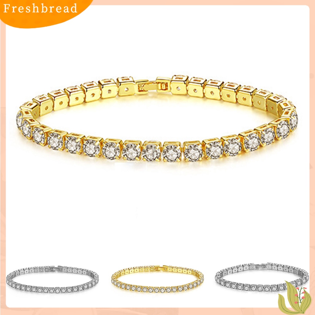 &lt; Freshbread &gt; Wanita Gelang Geometris Cubic Zirconia Perhiasan Sparkling Electroplating Bracelet Untuk Pesta