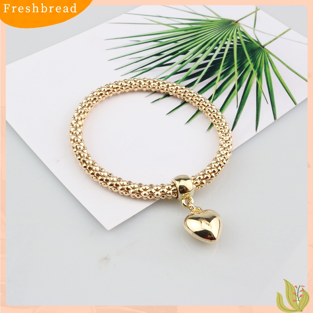 &lt; Freshbread &gt; 3Pcs/Set Berlian Imitasi Jantung Tangan Fatima Pesona Rantai Jagung Lady Gelang Bangle